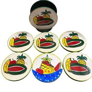 Vintage Hand Painted Wooden Coasters